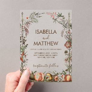 Vintage mushroom wildflower fairycore floral boho acrylic invitations