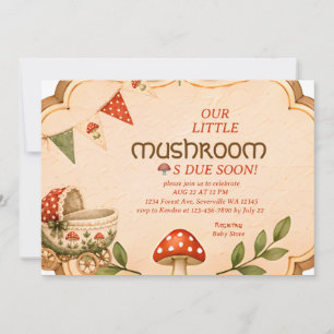 Vintage Mushroom Woodland Baby Shower Invitation