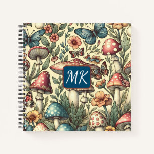 Vintage Mushrooms, Butterflies and Flowers Notebook
