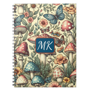 Vintage Mushrooms, Butterflies and Flowers Notebook
