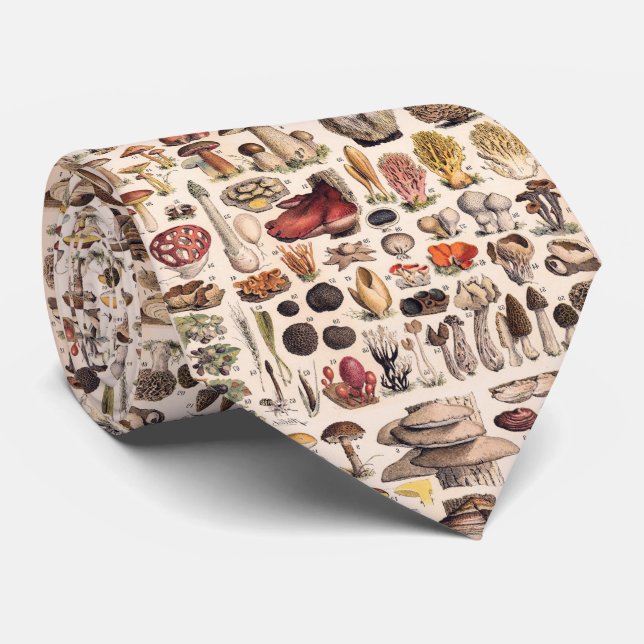 Vintage Mushrooms By Adolphe Millot Tie (Rolled)