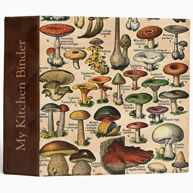 Vintage Mushrooms Custom Binder (Front/Spine)