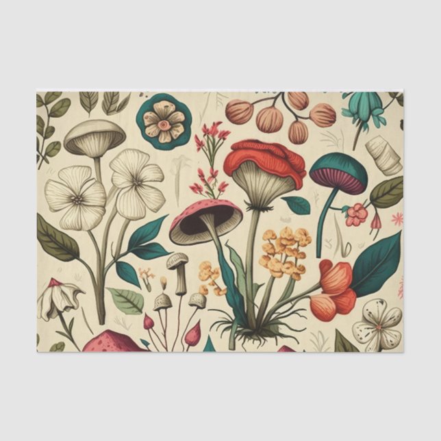 Vintage Mushrooms & Flora Collection Tissue Paper (Front)