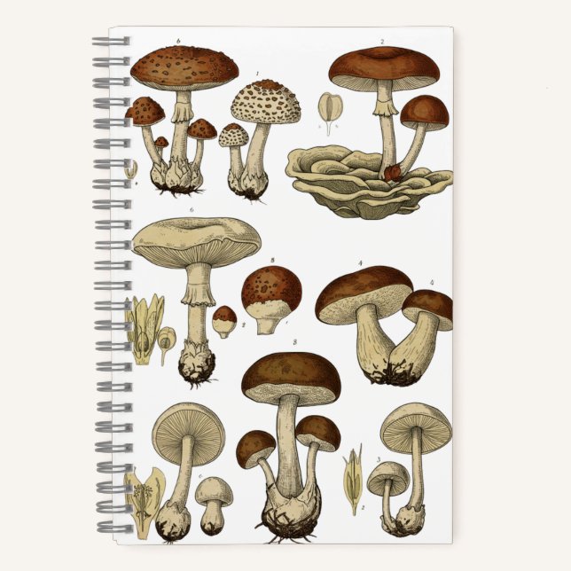 Vintage Mushrooms Notebook (Front)
