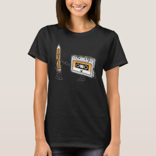 Vintage Music 80s 90s With Pencil And a Cassette T T-Shirt