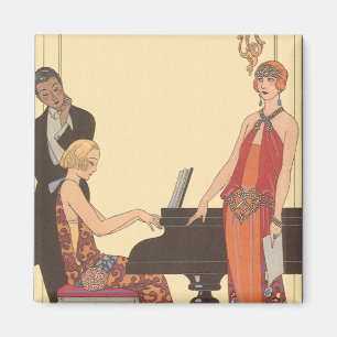Vintage Music, Art Deco Pianist Musician Singer Magnet