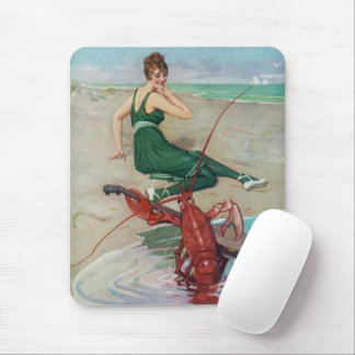 Vintage Music Art Lobster Playing Banjo Guitar Mouse Pad