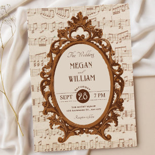Vintage music baroque wedding invitation