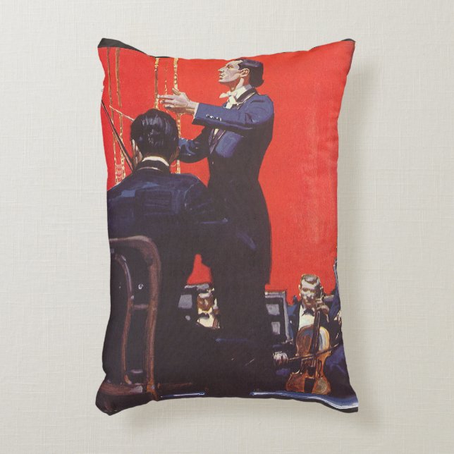 Vintage Music, Conducting an Orchestra Accent Pillow (Front(Vertical))