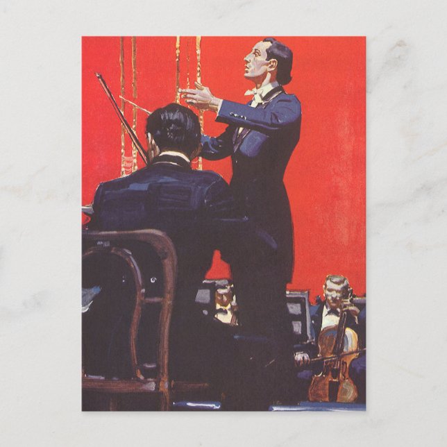 Vintage Music, Conducting an Orchestra Postcard (Front)
