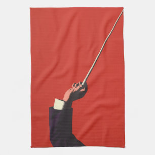 Vintage Music, Conductor's Hand Holding a Baton Kitchen Towel