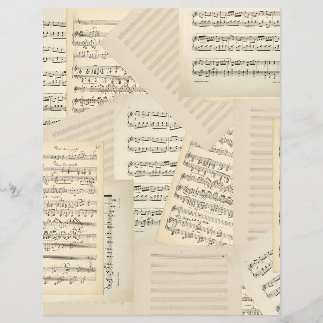 Vintage Music Decoupage Collage Scrapbook Paper (Front)