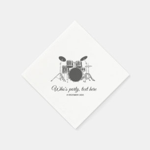 vintage,  music, drum set, Cocktail Paper Napkins
