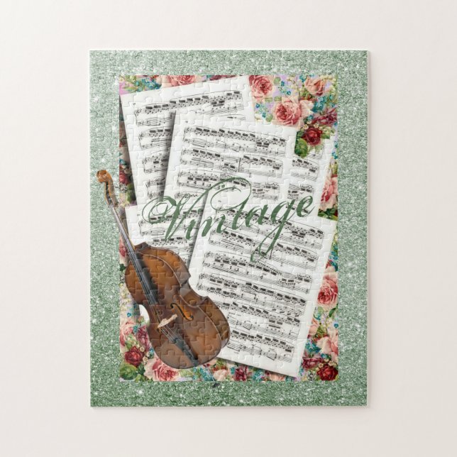 Vintage Music & Flowers Jigsaw Puzzle (Vertical)