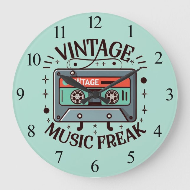 Vintage Music Freak Large Clock (Front)