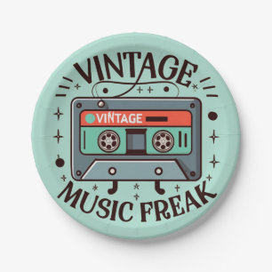 Vintage Music Freak Paper Plate