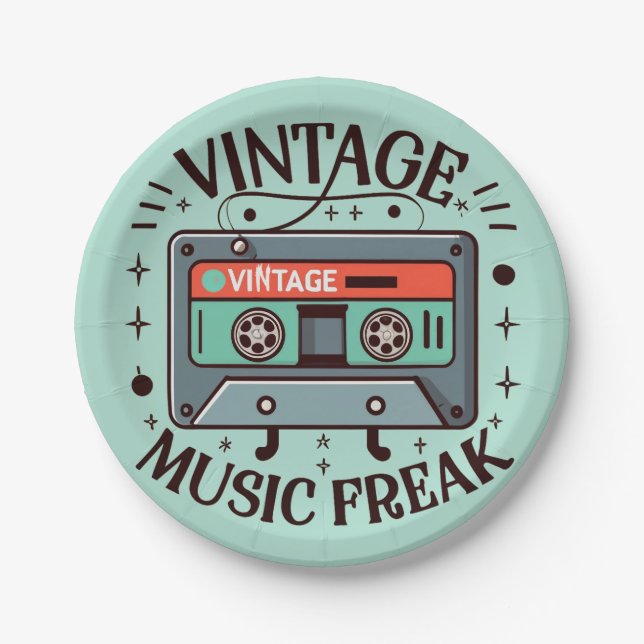 Vintage Music Freak Paper Plate (Front)