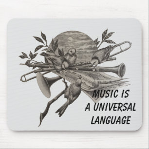 Vintage Music is Universal Language Musical Mouse Pad