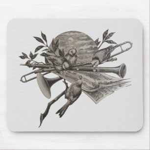 Vintage Music Lover Musical Band Instruments Mouse Pad