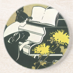 Vintage Music, Miss Traumerei Playing Piano, Reed Coaster