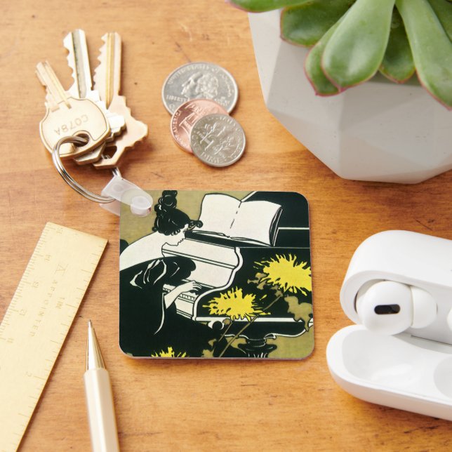 Vintage Music, Miss Traumerei Playing Piano, Reed Keychain (Desk)