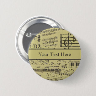 vintage music Note Pattern Music Theme musician   2 Inch Round Button