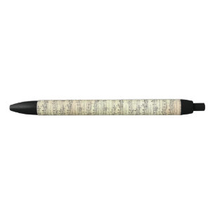 Vintage Music Note Pattern Music Theme Musician  Black Ink Pen