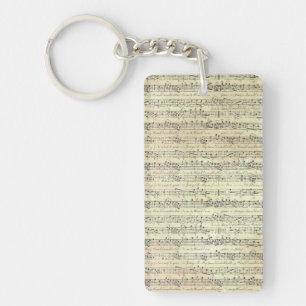 Vintage Music Note Pattern Music Theme Musician Keychain