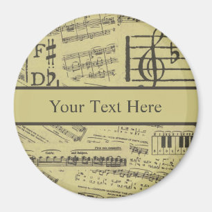 vintage music Note Pattern Music Theme musician   Magnet