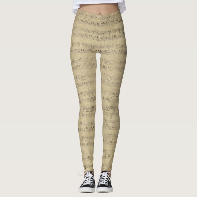 Vintage music note Pattern musician   Leggings (Front)