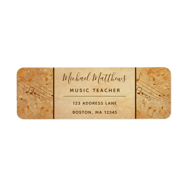 Vintage Music Notes Elegant Musical Address (Front)
