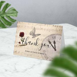 Vintage Music Notes Elegant Wedding Thank You Card