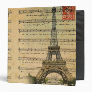 vintage music notes french paris eiffel tower binder