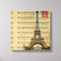 vintage music notes french paris eiffel tower