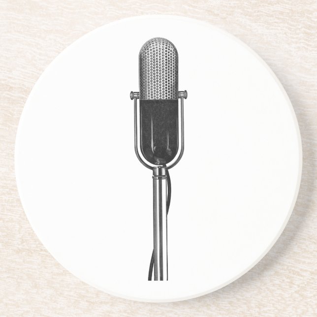 Vintage Music, Old Fashioned Retro Microphone Coaster (Front)