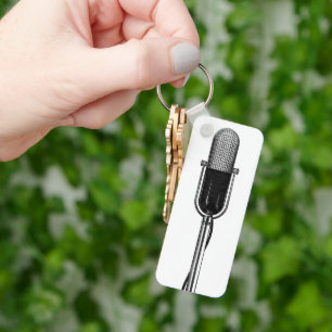Vintage Music, Old Fashioned Retro Microphone Keychain