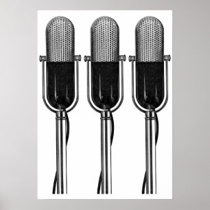 Vintage Music, Old Fashioned Retro Microphone Poster