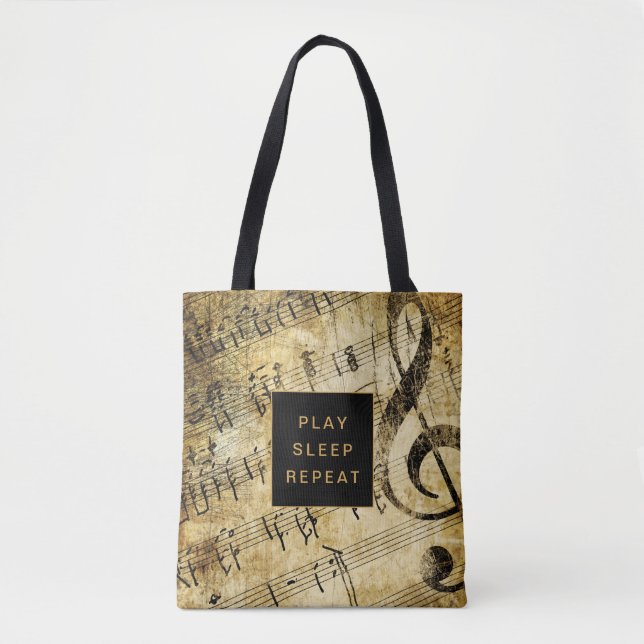 Vintage Music Partiture Tote Bag (Front)