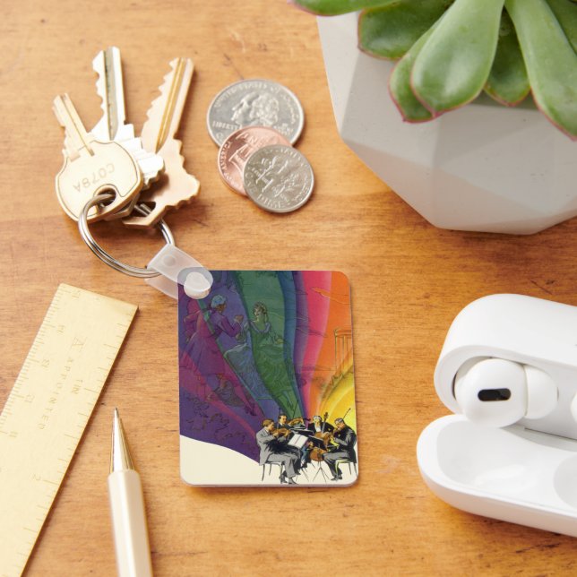 Vintage Music Rainbow, Victorian Couple Dancing Keychain (Desk)
