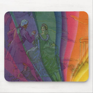 Vintage Music Rainbow, Victorian Couple Dancing Mouse Pad
