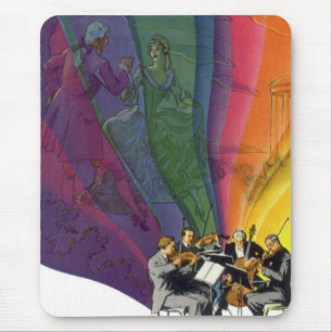 Vintage Music Rainbow, Victorian Couple Dancing Mouse Pad