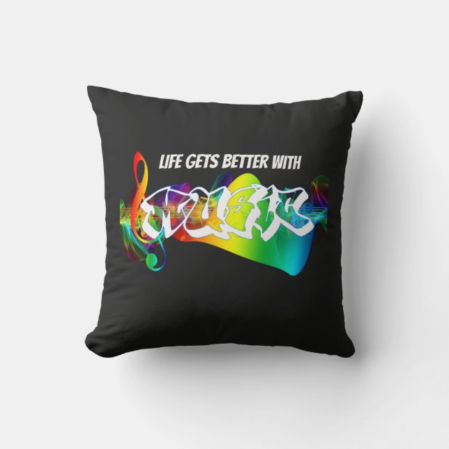 Vintage Music Releases Throw Pillow (Front)