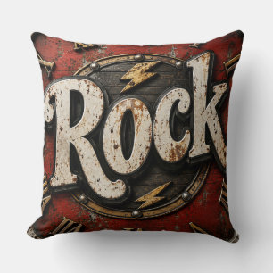 Vintage Music Rock & Roll Guitar Studio Music Lve Throw Pillow