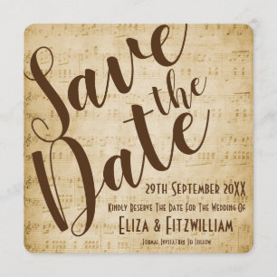 Vintage Music Save The Date Invitation