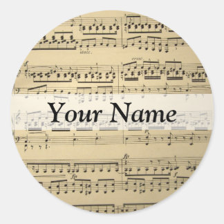 Vintage Music Sheet Classic Round Sticker