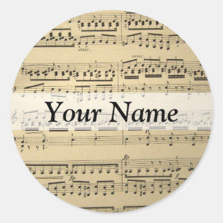 Vintage Music Sheet Classic Round Sticker