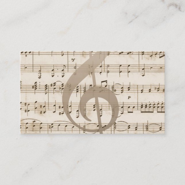 Vintage Music Sheet Guitarist Business Card (Front)