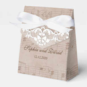 Vintage Music Sheet & Lace Wedding Custom Favor Box