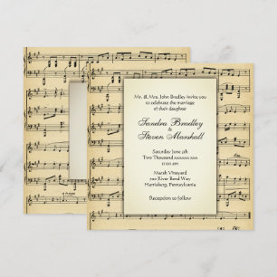 Vintage Music Sheet Wedding Invitation
