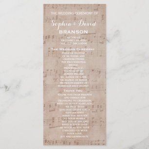 Vintage Music Sheet Wedding Program Custom